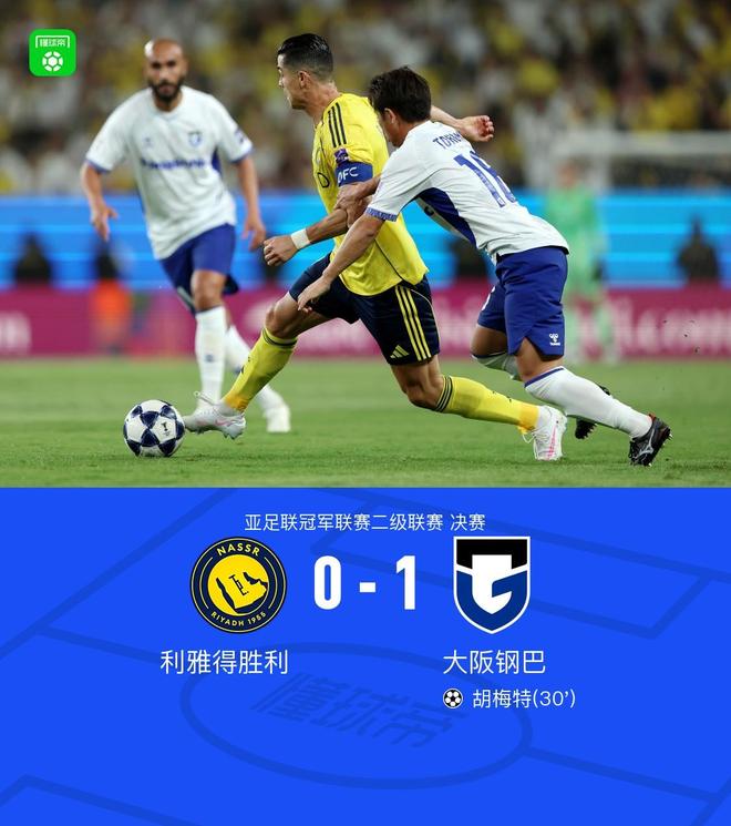 大阪钢巴1-0力克利雅得胜利，胡梅特破门助球队首夺亚冠二级联赛冠军，亚洲足球赛事再掀高潮
